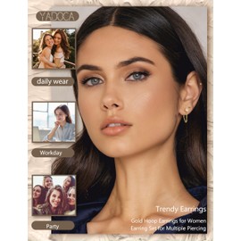 YADOCA 13Pairs Gold Earrings Stacks for Women Dainty Huggie Hoop Earrings Hypoallergenic 14k Gold Plated Flat Back Stud Cartilage Earring Sets for Multiple Piercing Pack