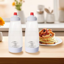 KVIFIVK Pancake Batter Dispenser with Blender Balls, Pancake Shaker Batter Dispenser Bottle Baking Tool .Kitchen Batter Squeezer Bottle Suitable for Cupcakes, Pancakes, and Muffins (2pack)