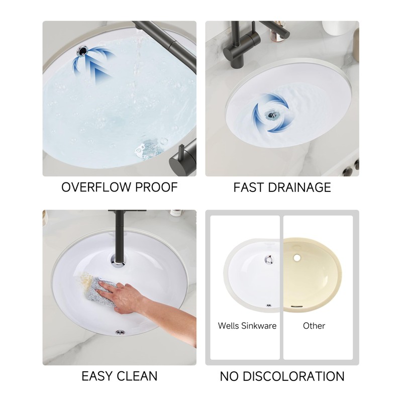 Wells Sinkware 17-inch Oval Undermount Bathroom Sink – Single Bowl,