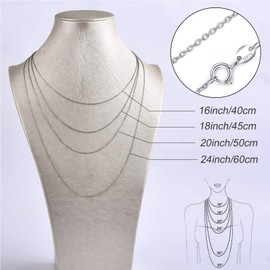 DALARAN 16 Inch Silver Chain Necklace Sterling Silver Cable Chain Necklaces 0.7mm