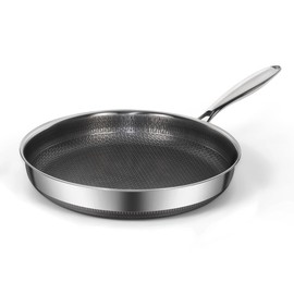 XINGMENGXIANG Stainless Steel Pan, Nonstick Frying Pan, 12.4inch PFOA-Free, Stay-Cool Handle Easily Cleaned Induction Cooktops are Suitable, Compatible with All Cooktops
