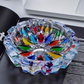 Deegufa Colorful Glass Decorative Bowl for Home Office Décor, Decorative Crystal Bowl for Table Centerpiece Diameter 6.1 inch