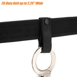 TACNEX Handcuff Strap w/Snap Closure Cuff Holder Nylon Keeper Chain/Hinged Cuffs Carrier Quick Release Clip Hook for ASP Handcuff Duty Belt (Nylon Strap with Copper Snap, 1 PCS)