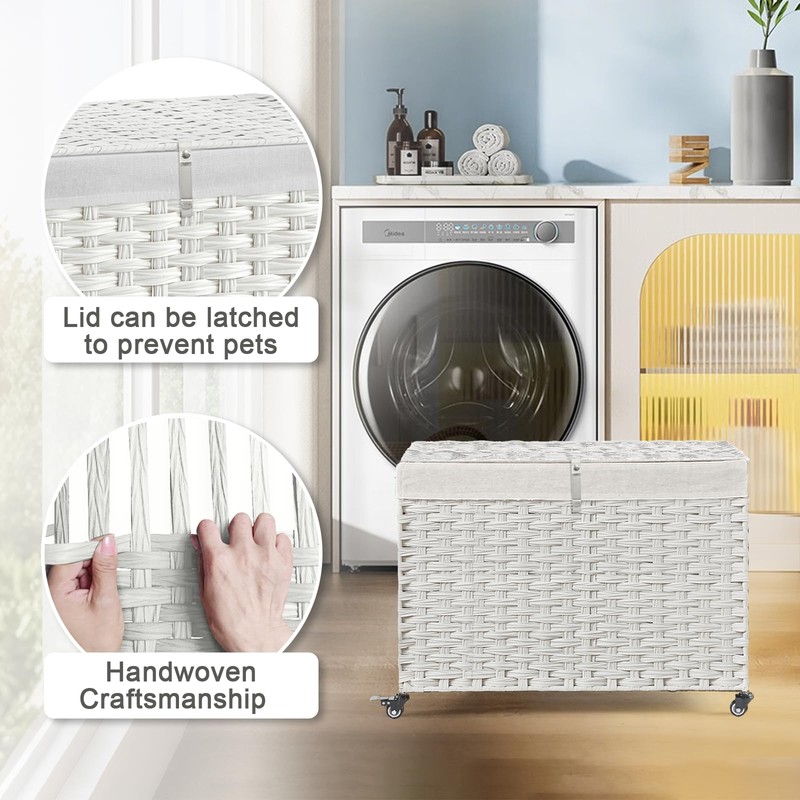 Rolling Storage Basket with Lid, 47.6 Gallon (180L) Storage Bin
