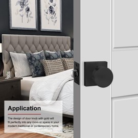 Haidms Matte Black Door Knobs Interior, Heavy Duty Square Black Interior Door Knobs for Bedroom Zinc Alloy Privacy Doorknobs Bathroom(6 Pack)