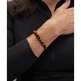 Cherry Tree Collection - Small, Medium, Large Sizes - Gemstone Beaded Bracelets For Women and Men - 8mm Round Beads (Tiger's Eye - Medium)