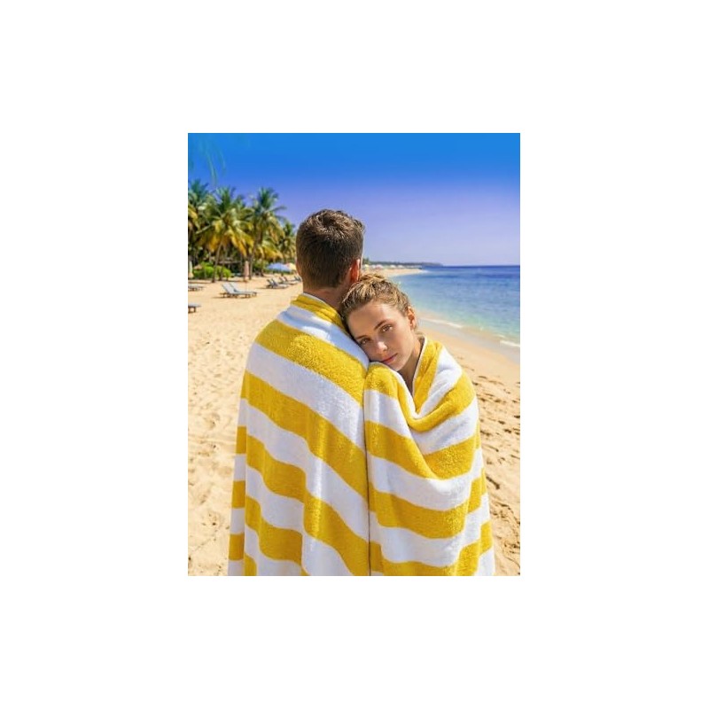 Oversized Cabana Beach Towels Set of 4 - Soft Cotton,