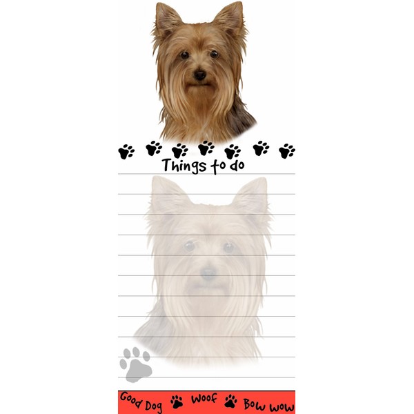 "Yorkie Magnetic List Pads" Uniquely Shaped Sticky Notepad Measures 8.5 by 3.5 Inches