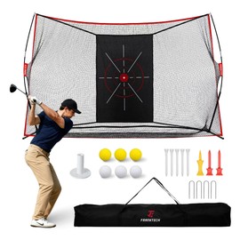 FRANKTECH Golf Net, 10x7ft Heavy Duty Practice Hitting Net for Indoor & Outdoor Backyard Driving, Includes Target, Carry Bag, Balls, Ideal Golf Gifts for Men, Dad, Him