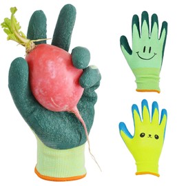 GLOSAV - Guantes de jardinería para niños de 2 a 12 años, para niños, jóvenes, niñas, niños, guantes de jardín para trabajo en patio (tamaño 2 para 2, 3, 4 años de edad)