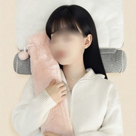 Large-capacity long rabbit fur thermal water bag microfiber poultice pack with fur cover Combined use pink 2500