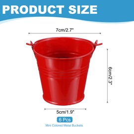 PATIKIL 2.7"x2.3" Small Metal Buckets with Handle, 6 Pcs Mini Galvanized Bucket Colorful Easter Buckets for Crafts Party Favors Decoration, Red