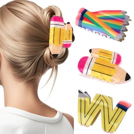 YARIEW Pencils Hair Claw Clips for Women Thick Hair Funny Back to School Hair Clips for Thin Hair Jaw Barrettes Cute Teacher Hair Accessories Teacher Appreciation Gift Party Costume