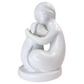 Girl Hugging Dog Figurine/Puppy Love Statue – 5 3/8” Tall Ceramic Stoneware Simple Modern Minimalist Pet Friendship Decor