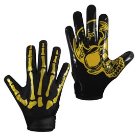 Glorious Traders Football Gloves for Adult and Youth - Ultimate Performance Booster With Super Sticky Grip (Black, Adult Small)