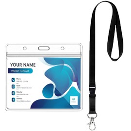 Fhlbestyu 1/2 Set Card Case with Lanyards, ID Holder Transparent and Waterproof, ID Card Holder, Key Ring, Work ID, Student ID, Office Lanyard