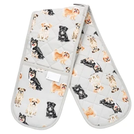 Double Oven Gloves UK: Heat-Resistant Mitts, Heavy-Duty Pot Holders for the Kitchen – Perfect for Farmers, Cooking, and Kitchen Novelty Use (Dog 2)
