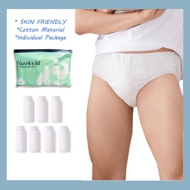 Fuzzleehi Men's Disposable Panties Underwear Travel Panties Pure Cotton Emergencies Panties for Business Trip Travel Hotel Spa Hospital Underpants White Large(7pcs/pk)