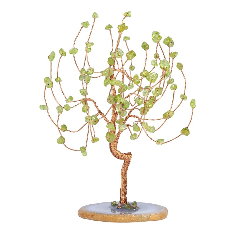mookaitedecor Peridot Crystal Tree Tumbled Stones, Geode Agate Slices Base