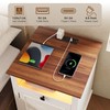IRONCK Farmhouse Nightstand with Charging Station & 2 USB Ports,
