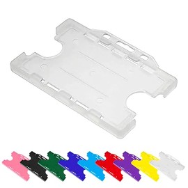 Double‑Sided ID Card Holder – Holds 2 Credit‑Size Cards | Rigid Opaque Badge Holder – Opaque/Clear, Durable & Portable for Lanyards, Clips & Neck Straps – UK Standard CR80