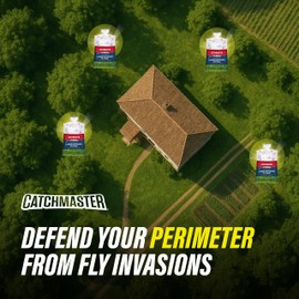 Catchmaster Pro Series Disposable Fly Bag 4-Pack, Hanging Fly Trap Outdoor Home, Bug Catcher and Flying Insect Trap with Premium Bait, Pet Safe Pest Control, XL Bag for Backyard, Pool, Patio & Camping