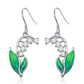 KZX 925 Sterling Silver Lily of the Valley Dangle Drop Earrings Hypoallergenic Flower Earrings Jewelry Gift for Women