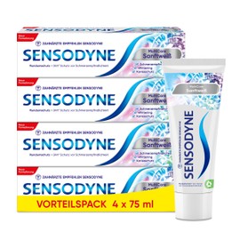 Sensodyne MultiCare Sanftweiß Zahnpasta, 4x75ml, tägliche Zahncreme mit Fluorid, für schmerzempfindliche Zähne