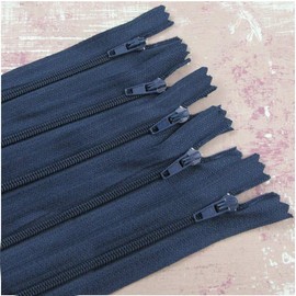 Closed End Zips, Pack of 10, Multiple Colours and Sizes for Sewing and Garment Repairs (Navy 3300, 10 Inch)