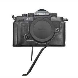 MUZIRI KINOKOO Nikon Z f Zf Case, PU Leather Protective Case Compatible for Nikon Z f/Zf Camera - with Hand Grip and Opening Bottom Design - Black