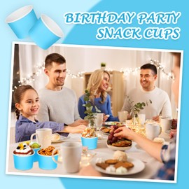 Nuenen 300 Pcs 8 oz Ice Cream Cups Disposable Ice Cream Bowls Paper Cup Sundae Cups Bar Supplies for Snack Party Favors (Blue)