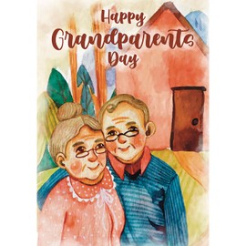 America Forever Happy Grandparents Day House Flag, 28 x 40 inches Double Sided, Grandma and Grandpa Gifts, Grandparent Gift Flag, Decorative Family Outdoor Flag for Yard and House