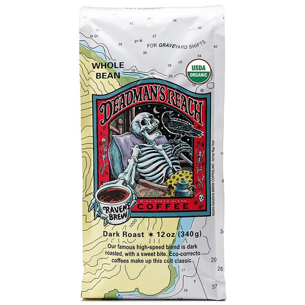 Raven’s Brew Coffee Organic Whole Bean Deadman’s Reach – Dark Roast – Delicious as Espresso – 12oz Bag