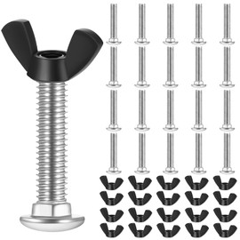 Therwen 20 Set M6 Pet Carrier Fasteners Set Dog Kennel Replacement Screws and Bolts Butterfly Nuts Dog Kennel Bolts Hardware Replacement Kit for Pet Carrier(Black)
