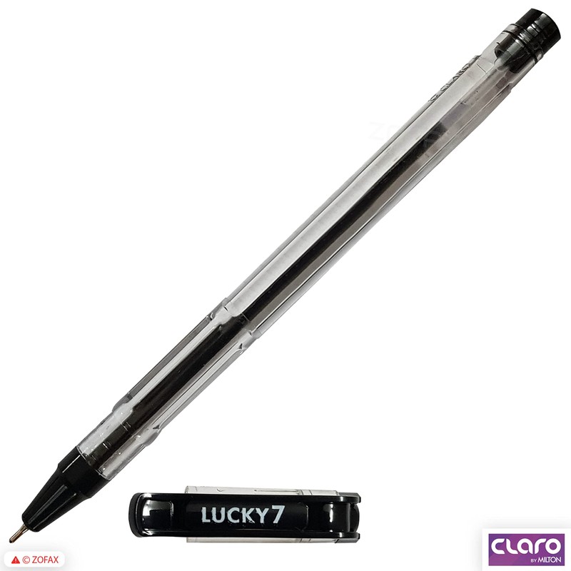 CLARO Lucky Ballpoint Pens, BLACK, 0.7mm Fine Point, Pack of