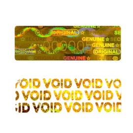 Pack of 200 Security Hologram Stickers Tamper Proof Warranty Stamp with Serial Number 30x10mm (Gold)