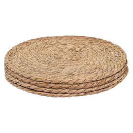 FSSTUD 4 Pcs Round Woven Placemats Rustic Wicker Table Mats Boho Braided Placemats Natural Rattan Placemat Farmhouse Weave Place Mats for Dining Table 24cm