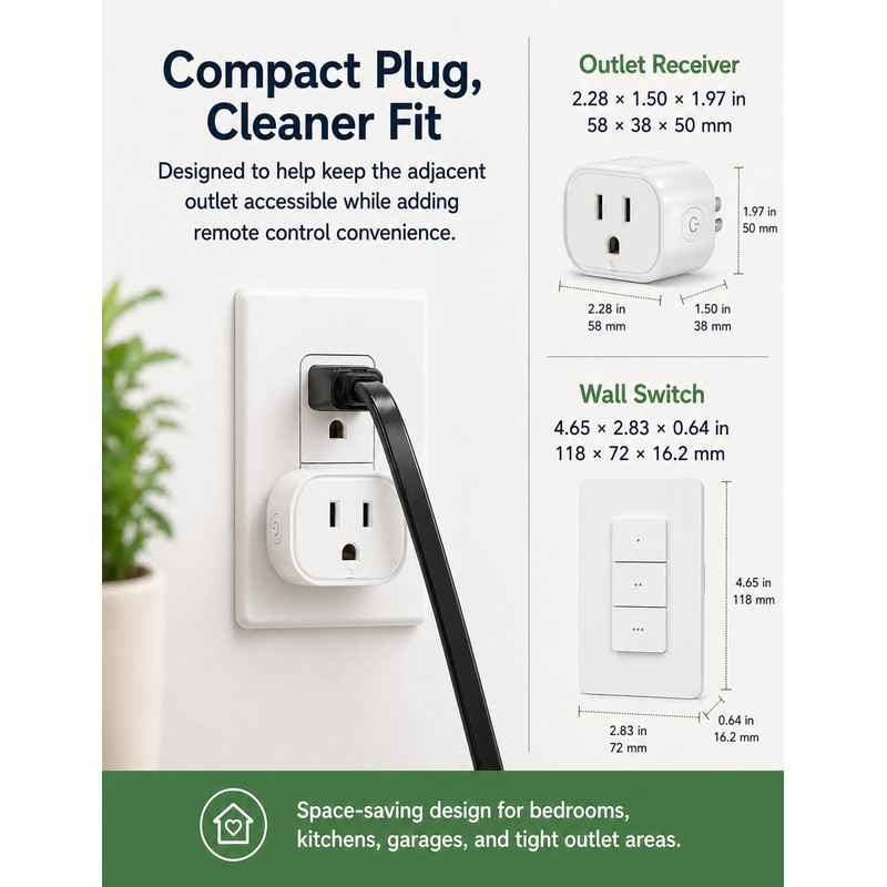 MOES Wireless Remote Control Outlet Switch, 15A, 1 Outlet 1