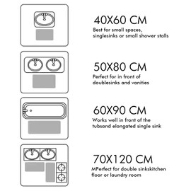 MIULEE Memory Foam Bath Mat, Bathroom Rug, Water-Absorbent Bath Mat, Toilet with Cut-Out, Non-Slip Washable for Toilet, 50 x 50 cm, Dark Blue