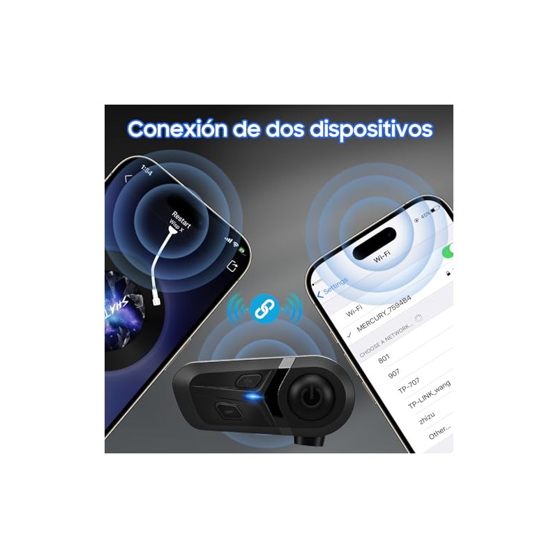 Casco de Motocicleta con Cancelación de Ruido, Auriculares con Asistente