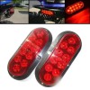 GEARZAAR 2x 10 LED Red 6.5" Oval Stop Turn Brake
