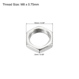 PATIKIL M8 x 0.75 Steel Hex Nuts, 30 Pack Metric Thread Zinc Plated Finished Hardware Nuts Screw Bolt Fasteners 2mm Height