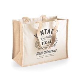 D Design Invent Print! 90th Birthday Gift Bag Present Age 90 Funny Vintage Keepsake for Women Novelty Gift Heavyweight Tote Bag Gift Idea 42 x 33 x 19cm