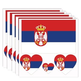 20 PCS Serbia Flag Tattoo,Serbians Banner Tattoos Decoration Decal, Rectangle Heart Waterproof Sticker for Party Parade
