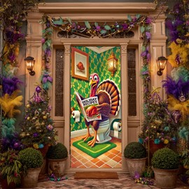 Cmialusie Thanksgiving Turkey - Fun Autumn Banner for Holiday Bathroom or Home Entry, 71x35Inch door banner door cover door decorations