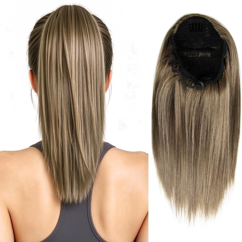 Drawstring Ponytail Extension 12 Inch,Short Straight Hair Pieces