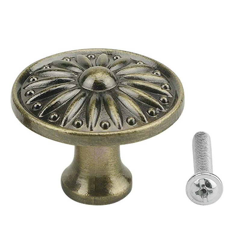 TOVOT 10PCS 1.38" Antique Dresser Drawer Knobs Bronze Cabinet Door
