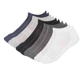 MANARC Men Cotton No Show Mesh Socks Low Cut Soft Comfortable Durable Breathable Reinforced Double Layer Cushioned Anti Slip With Ribbed Instep. 5 Pack White, Blue, Light Grey, Dark Grey, Black.