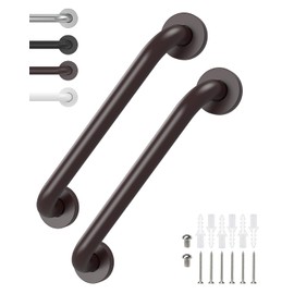 2 Pack Grab Bars for Wall Oil Brown, Safety Shower Grab Bars for Seniors Elderly Handicapped, Handicap Grab Bars for Shower with Concealed Screws, 12 Inch, Tesuchan