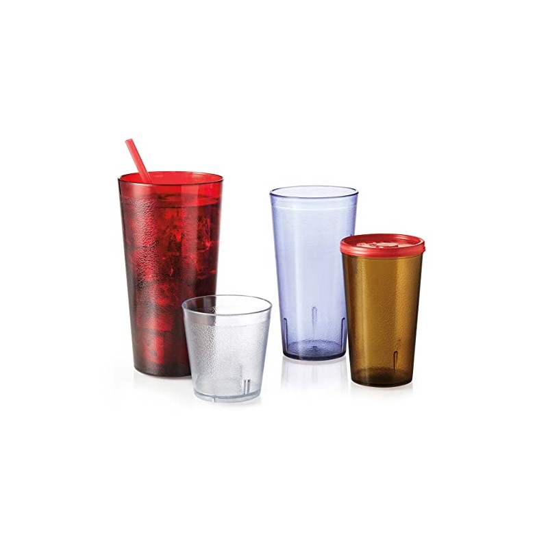 G.E.T. 6632-1-CL-EC Vasos de plástico resistentes para restaurante, 32 onzas,